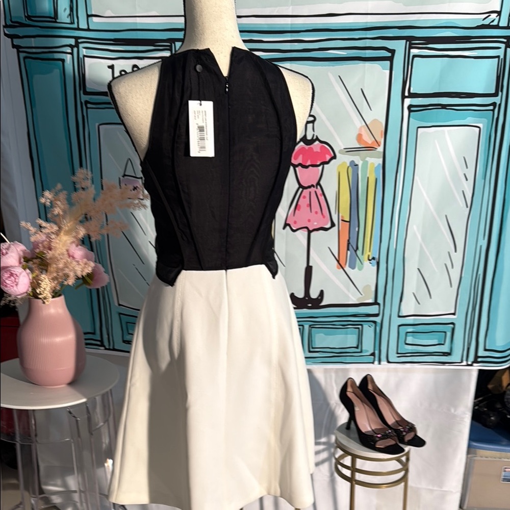 Derek LAM Chic Black and White Sleeveless Dress - Picture 4 of 5